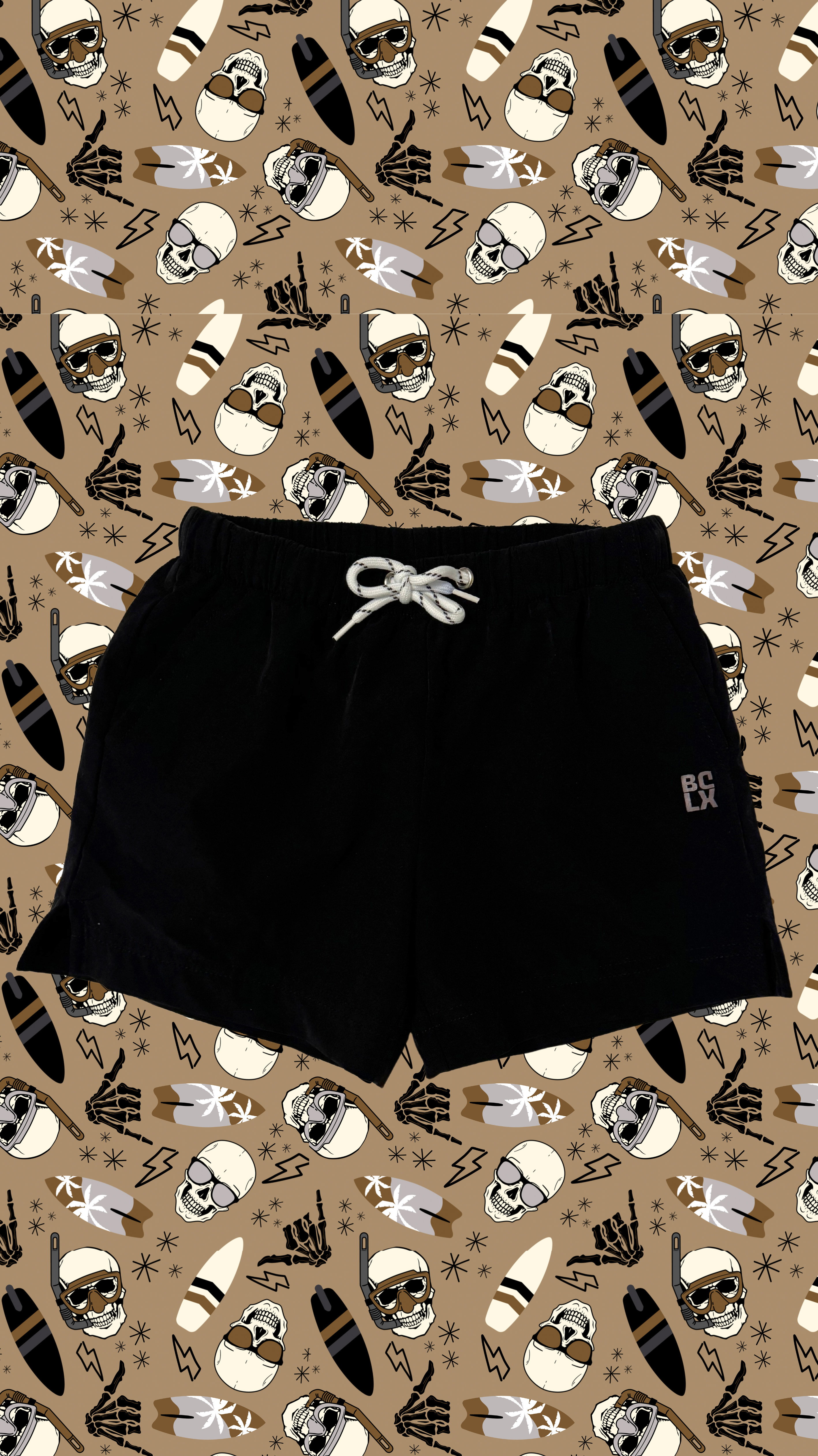 PREORDER Black + Skulls Hybrid Shorts